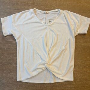 NWT Francesca’s Jolie V-Neck Twist Tee Size S Ivory
